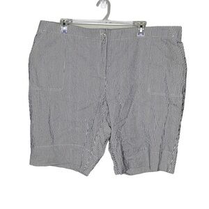 Emma James Stretch Navy Stripe Bermuda Shorts